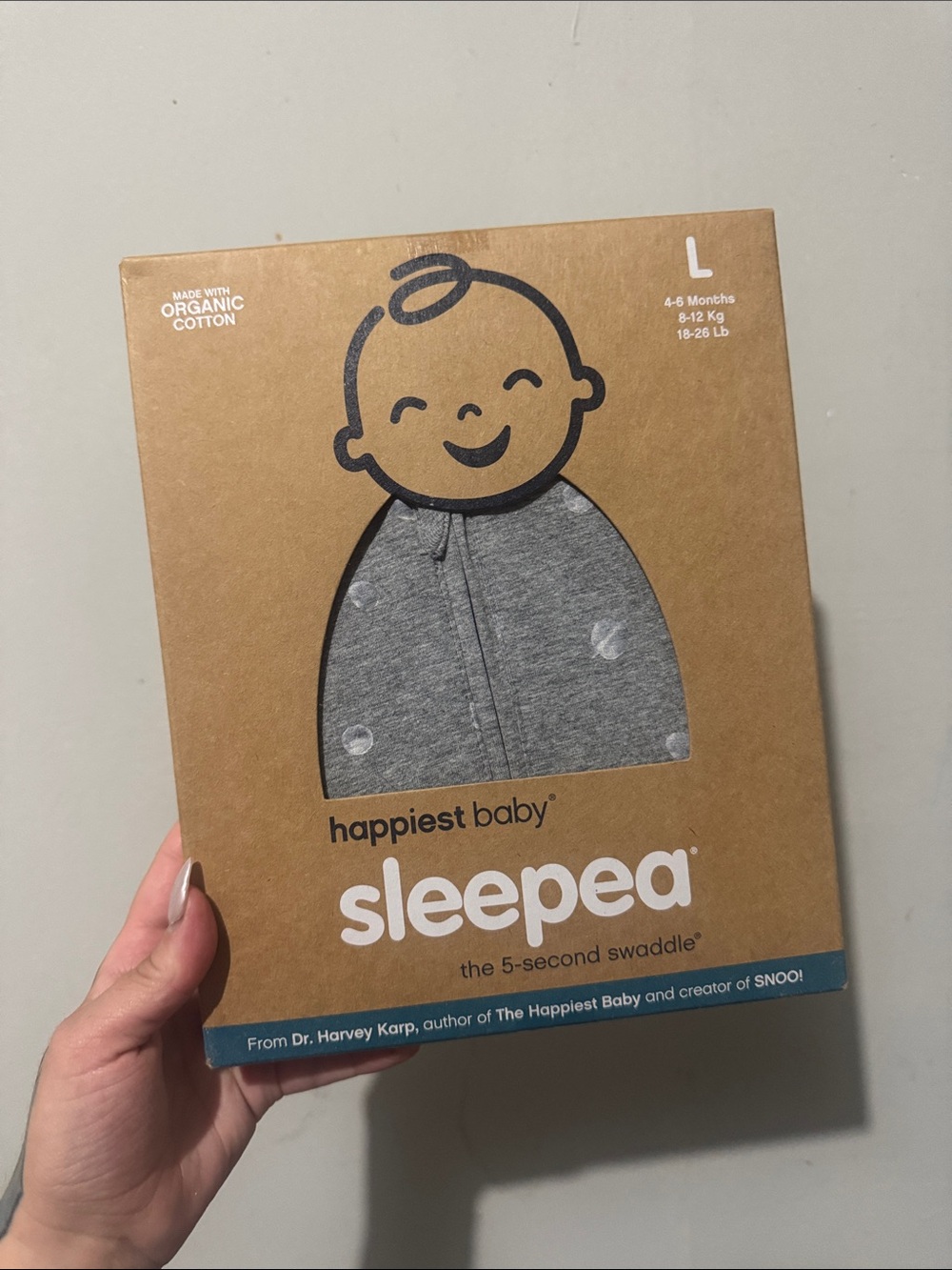 happiest baby Sleepea Gray Organic Cotton Sleep Sack - L